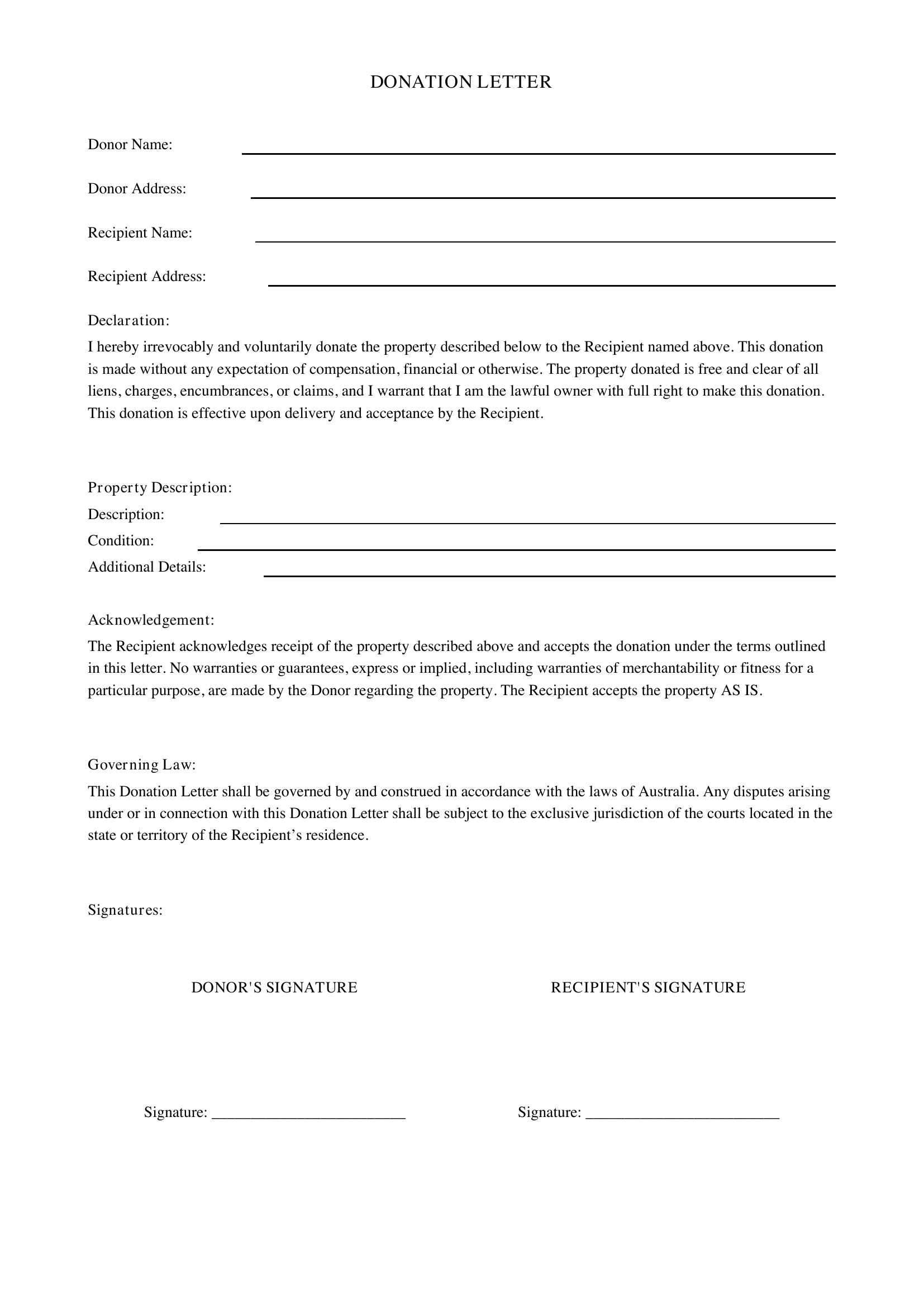 Donation Letter Template - Australia