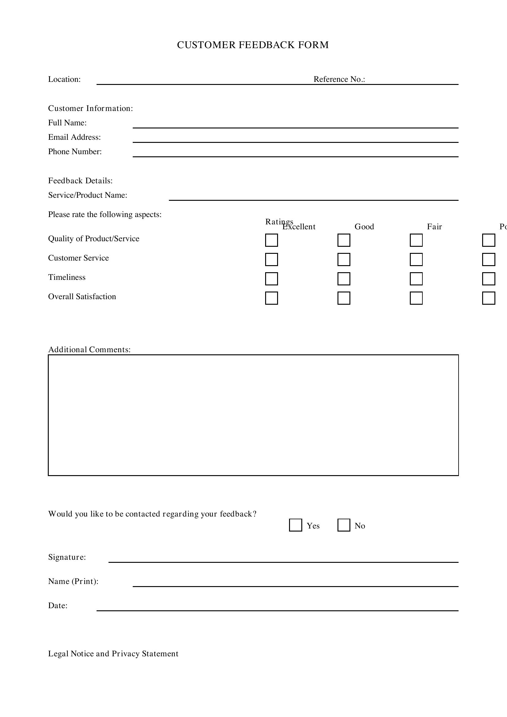 Feedback Form Template - Australia