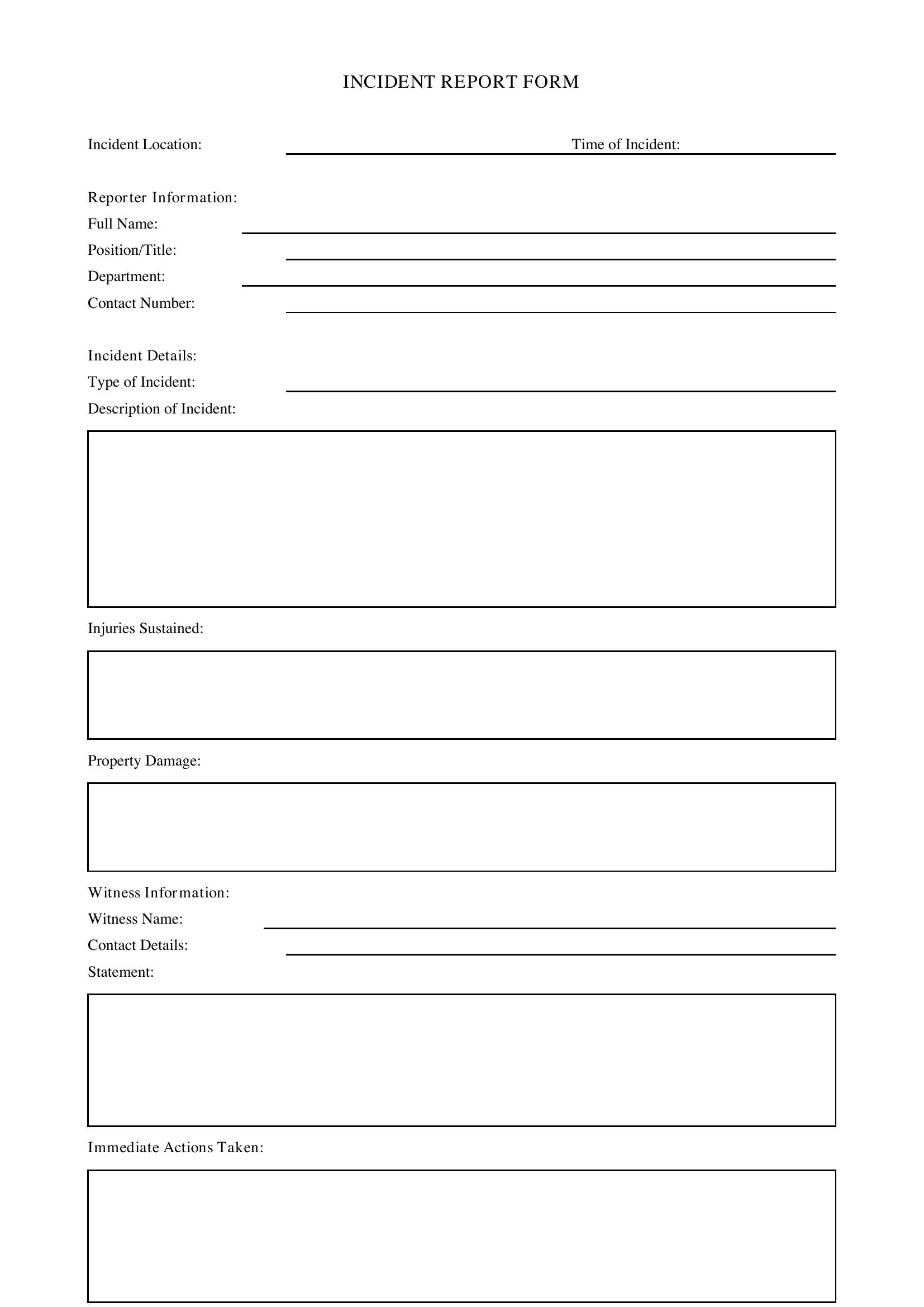 Incident Form Template - Australia