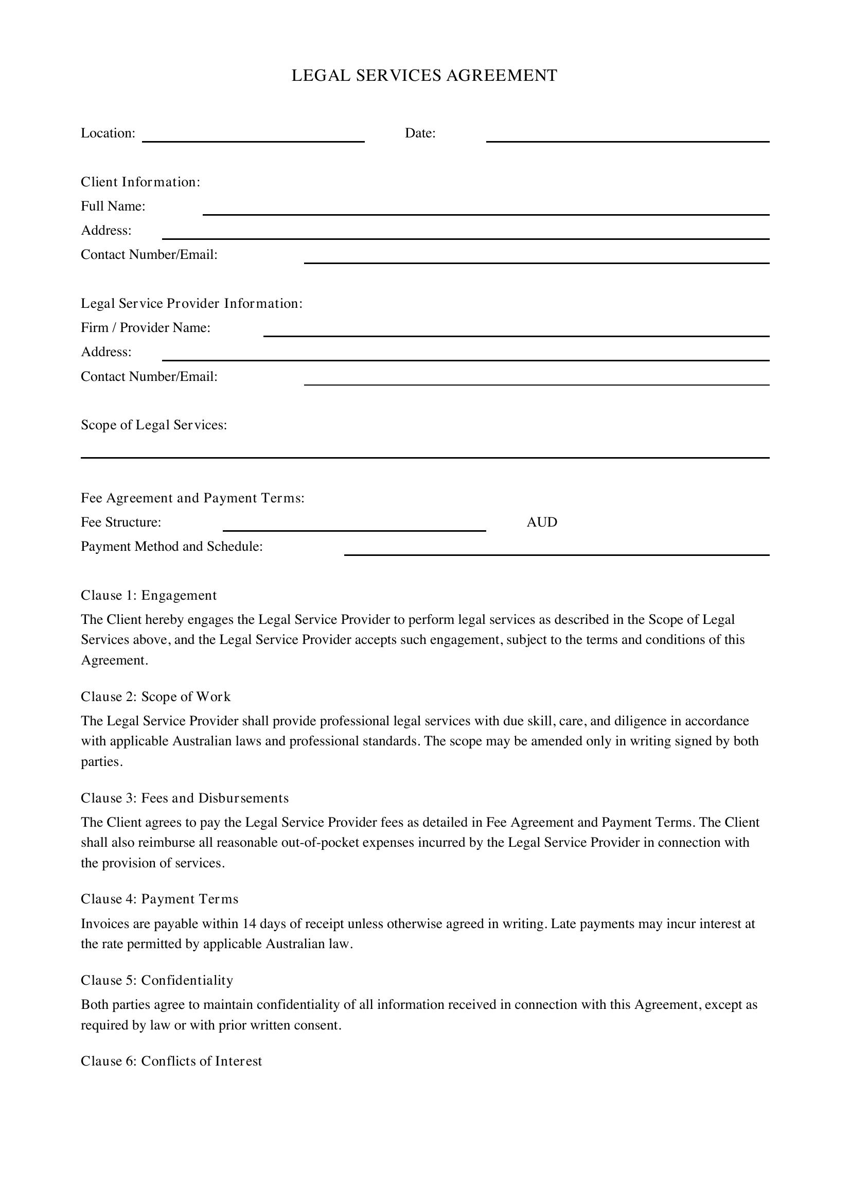 Legal Contract Template - Australia