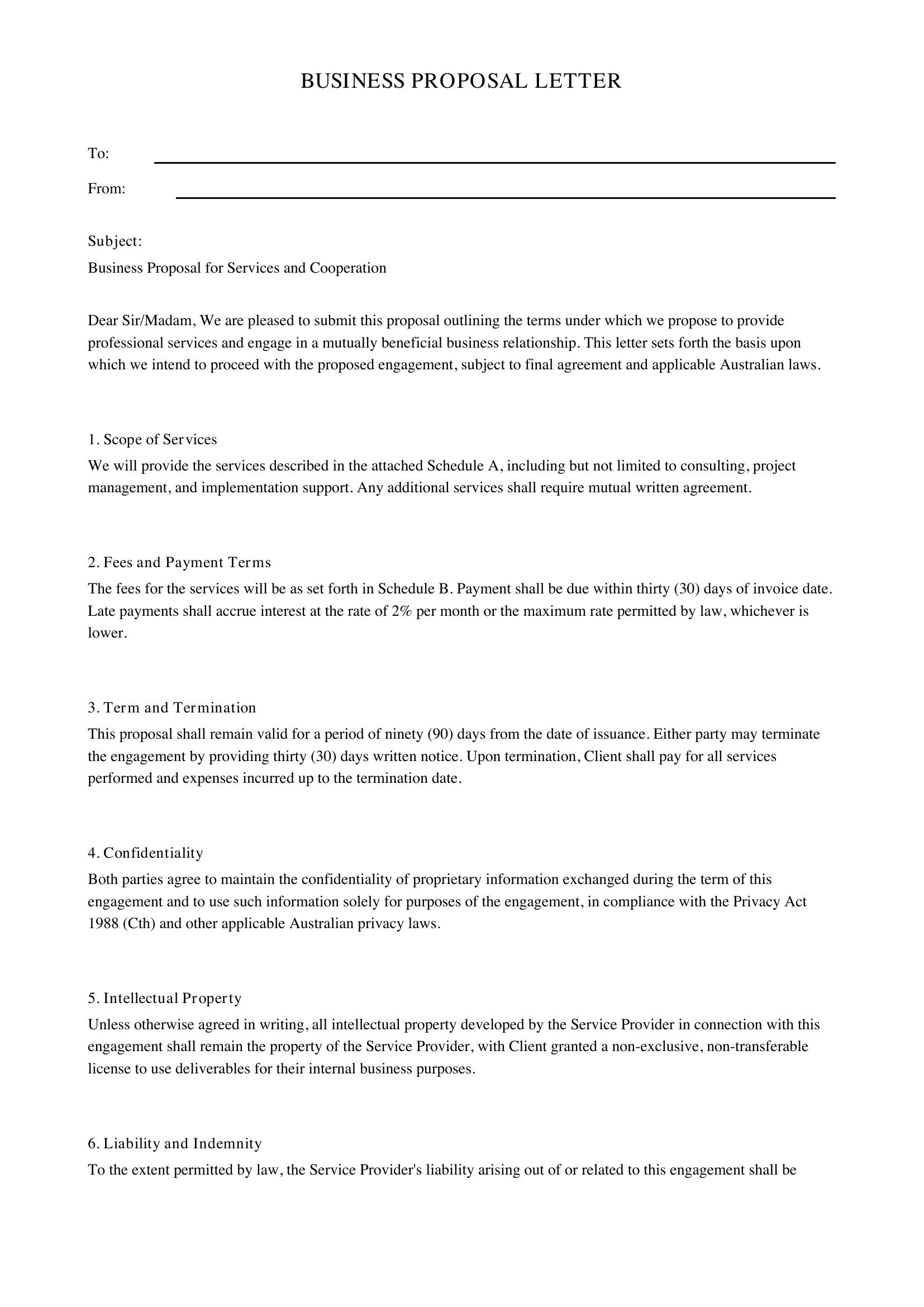 Proposal Letter Template - Australia